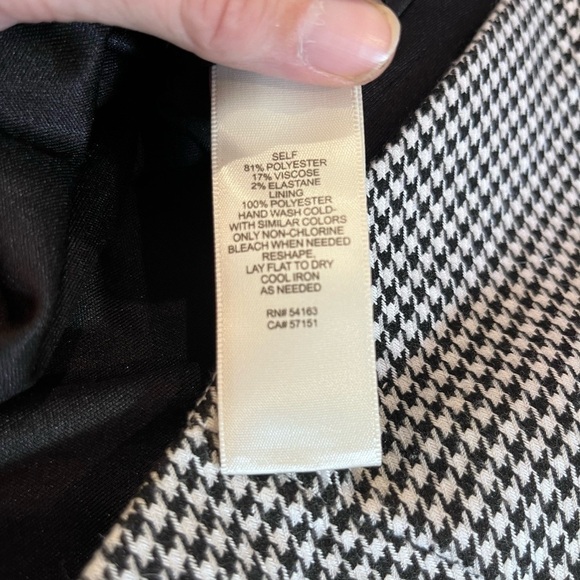 Eliza J Houndstooth Midi Dress Zip Back Lined Front Frill Accent Size 2 - Picture 5 of 9